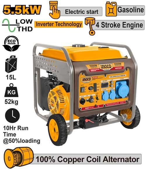 Ingco Inverter gasoline generator 240V 5.5KW 240V 5.5kW - GEIF65006